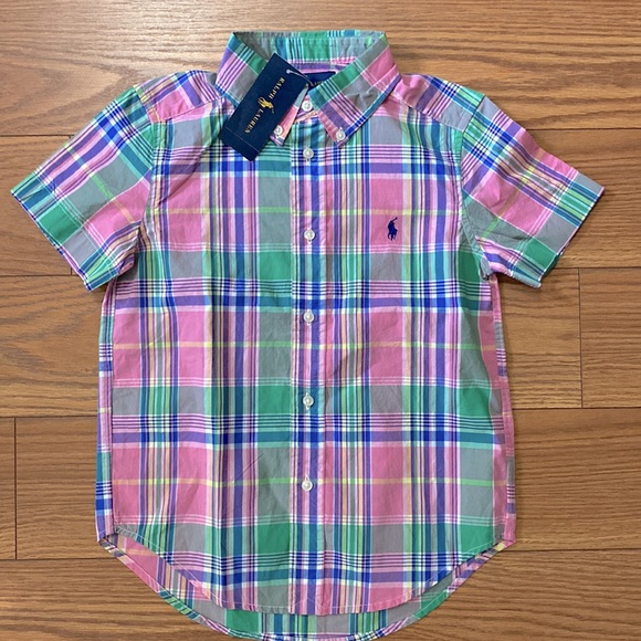 🌞Polo Ralph Lauren boys plaid multi color short sleeve 💯cotton shirt size 5 - Picture 7 of 9